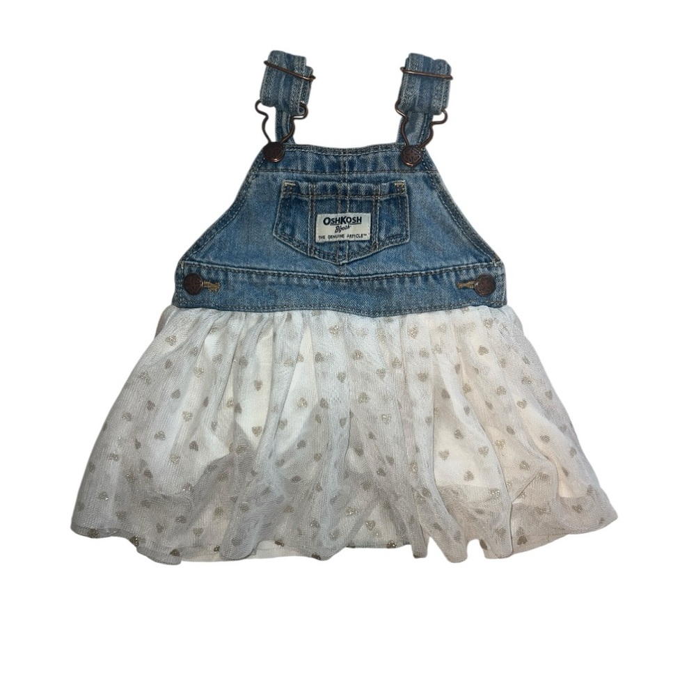 Osh Kosh B’Gosh Glitter Tulle Denim Overall Dress